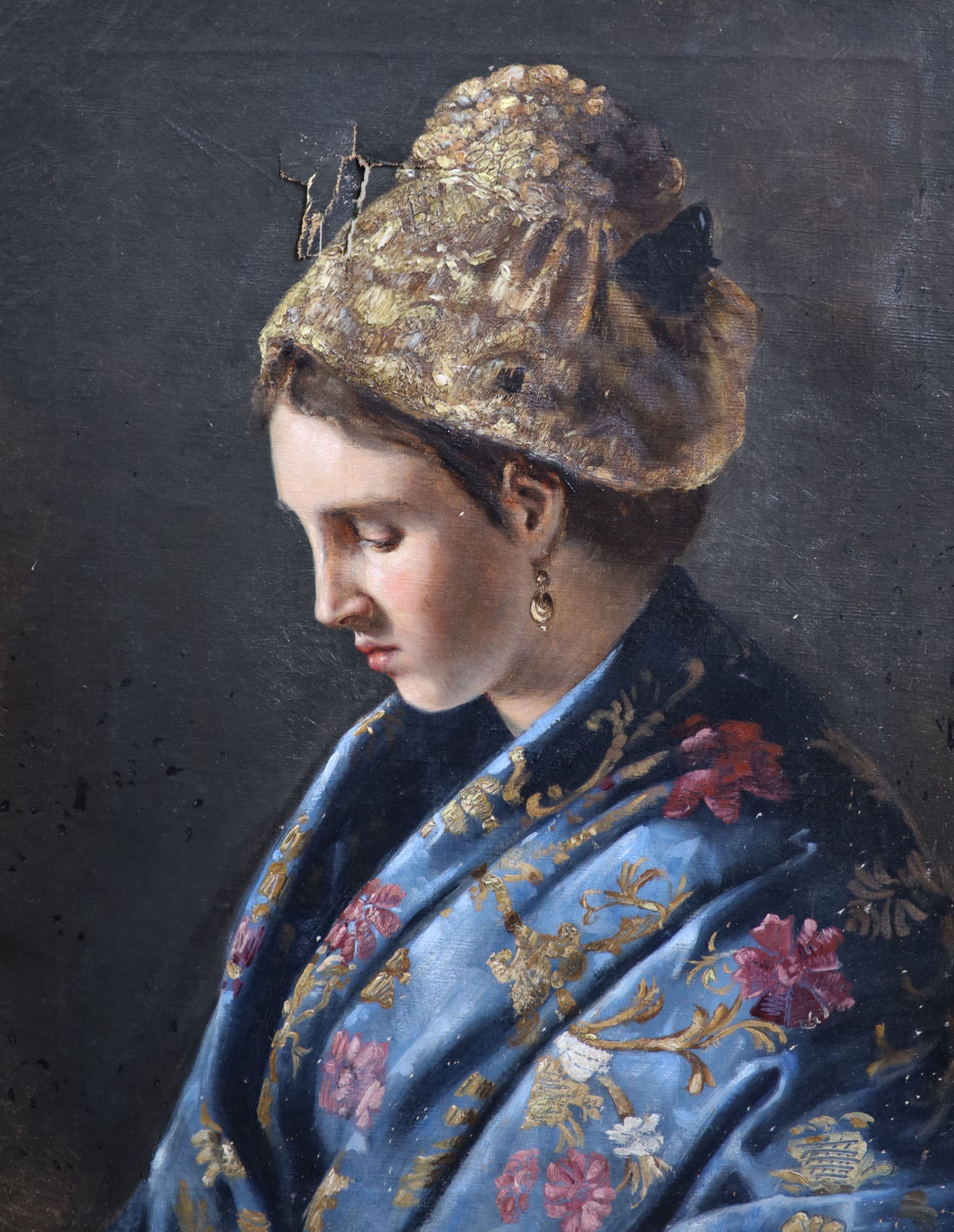 19th century Austrian School, Portrait of a lady wearing orientalist clothing, Oil on canvas, 60 x 48cm.